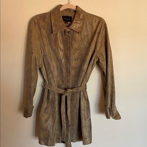 Snakeskin Leather Express Trench Coat with Matching Belt